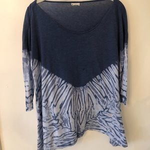 Free People Blue White Tie Dye Tee Shirt